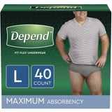 Depend Fresh Protection Incontinence Disposable Underwear Men Large Gray 40ct