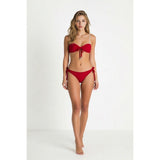 Aqua by La Vie en Rose Women's Red Bathing Suit Bottoms Side Tie Size Medium Polyester