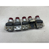 Allen Bradley Red Top Illuminated Used Push Button Panel Box Switches Lot Of 5