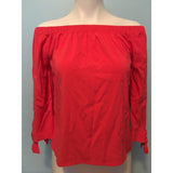 Reitmans Womens XS Off Shoulder Top Blouse Red Mid Length sleeve Viscose/Spandex