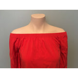Reitmans Womens XS Off Shoulder Top Blouse Red Mid Length sleeve Viscose/Spandex