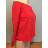 Reitmans Womens XS Off Shoulder Top Blouse Red Mid Length sleeve Viscose/Spandex