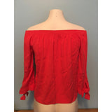 Reitmans Womens XS Off Shoulder Top Blouse Red Mid Length sleeve Viscose/Spandex