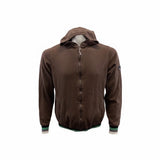 Bench Men's Full Zip Hooded Sweater Jacket Size Large Cotton Brown Long Sleeve