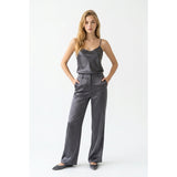 Beechers Brook Women's Cami Tank Top Size Large Gray Polyester Spaghetti Strap