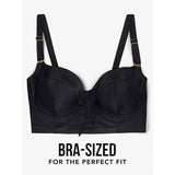 Smart & Sexy 36DD Long Line Bikini Top Black Style SA625 NWT