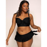 Smart & Sexy 36DD Long Line Bikini Top Black Style SA625 NWT