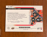 2025 Upper Deck CFL SP Game Used Autograph Justin McInnis CFL-MCGP Lions