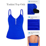 RELLECIGA RU 3160-608 V Neck Shirred Tankini Top Swimsuit Small Royal Blue NWT