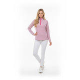 Tommy Hilfiger Pink Gray Striped L/S 1/4 Zip Cotton Pullover Shirt Top Size Med