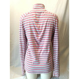 Tommy Hilfiger Pink Gray Striped L/S 1/4 Zip Cotton Pullover Shirt Top Size Med