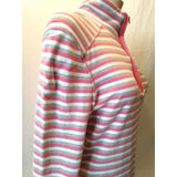 Tommy Hilfiger Pink Gray Striped L/S 1/4 Zip Cotton Pullover Shirt Top Size Med