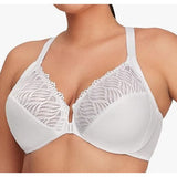 Glamorise Plus Size Front Close Lace T-Back Wonderwire Bra 1246 White