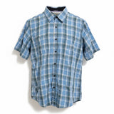 Billabong Men's Medium Blue Plaid Short Sleeve Button Down Straight Fit Shirt