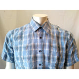 Billabong Men's Medium Blue Plaid Short Sleeve Button Down Straight Fit Shirt