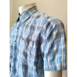 Billabong Men's Medium Blue Plaid Short Sleeve Button Down Straight Fit Shirt