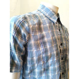 Billabong Men's Medium Blue Plaid Short Sleeve Button Down Straight Fit Shirt
