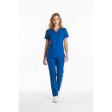 Carhartt V Neck Medical Scrub Top Size Medium Blue Short Sleeve Cotton Blend