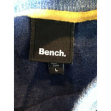 Bench Men's Blue Yellow Striped Long Sleeve Size Large Crew Neck Sweater