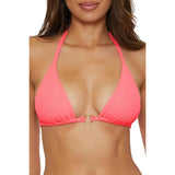 BECCA 543057 Womens Ribbed Modern Edge Triangle Bikini Top Coral Reef  Small NWT