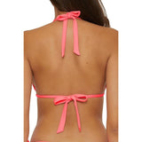 BECCA 543057 Womens Ribbed Modern Edge Triangle Bikini Top Coral Reef  Small NWT