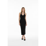 ALGO Full Lenght Dress Women's Medium Beaded V Neck Sleeveless Black Back Zip