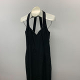 ALGO Full Lenght Dress Women's Medium Beaded V Neck Sleeveless Black Back Zip