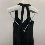 ALGO Full Lenght Dress Women's Medium Beaded V Neck Sleeveless Black Back Zip