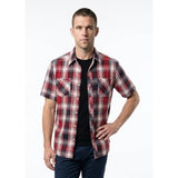 Cherokee Red Blue Short Sleeve Men's Button Up Casual Shirt Size Large