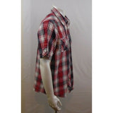 Cherokee Red Blue Short Sleeve Men's Button Up Casual Shirt Size Large
