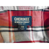 Cherokee Red Blue Short Sleeve Men's Button Up Casual Shirt Size Large