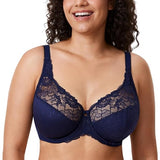 DELIMIRA Women's Plus Size Full Coverage Underwire Minimizer Bra 38J Blueberry