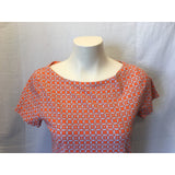 Jones New York Signature Short Sleeve Boat Neckline Geometric Pattern Top Size M