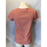 Jones New York Signature Short Sleeve Boat Neckline Geometric Pattern Top Size M