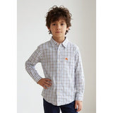 Old Navy Boys Medium White Blue Plaid Button Up Long Sleeve Cotton Shirt