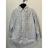 Old Navy Boys Medium White Blue Plaid Button Up Long Sleeve Cotton Shirt