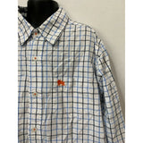 Old Navy Boys Medium White Blue Plaid Button Up Long Sleeve Cotton Shirt