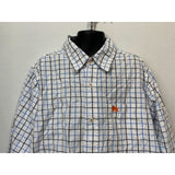 Old Navy Boys Medium White Blue Plaid Button Up Long Sleeve Cotton Shirt
