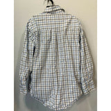Old Navy Boys Medium White Blue Plaid Button Up Long Sleeve Cotton Shirt