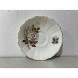 Royal Castle Fine Bone China England Teacup Saucer Set White Roses