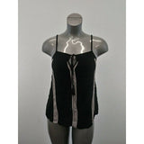 Harlow Boho Top Womens Medium Black Front Keyhole Speghetti Strap Back Slit