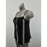 Harlow Boho Top Womens Medium Black Front Keyhole Speghetti Strap Back Slit