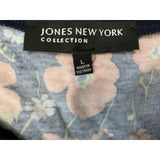 Jones New York Women's Floral V Neck Top Size Large Blue Orange Sleeveless Tank