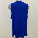 Michel Studio Women's Wrap Top Size 4X Sleeveless Blue & Black White Striped