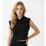Move by Ardene Women's Black Sleeveless Cropped Hoodie Size Medium
