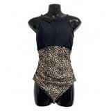 Relleciga One-piece Swimsuit R2130-518 Women's Medium Black/Leopard NWT