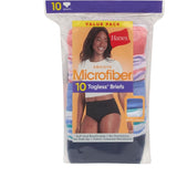 Hanes Womens 6/M Microfiber Brief Underwear 10-Pack Assorted Colors NEW