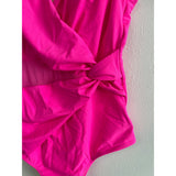 Cross Front Women's One Piece Swimsuit Medium Neon Pink NWOT