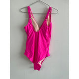 Cross Front Women's One Piece Swimsuit Medium Neon Pink NWOT