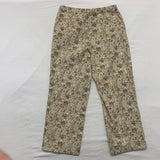 Eric Alexandre Floral Cropped Pants Women's Size 40 Yellow Brown All Over Print Cotton Blend
